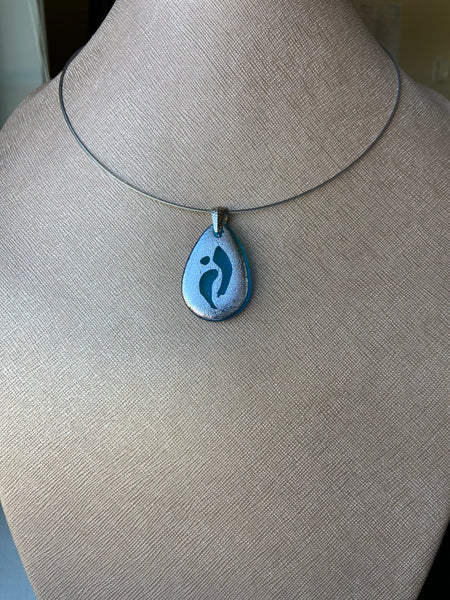 NIA Teardrop Silver on Blue glass