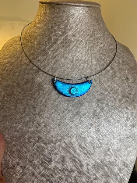 Half Moon Dichroic necklace in 3 different colors