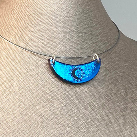 Half Moon Dichroic necklace in 3 different colors